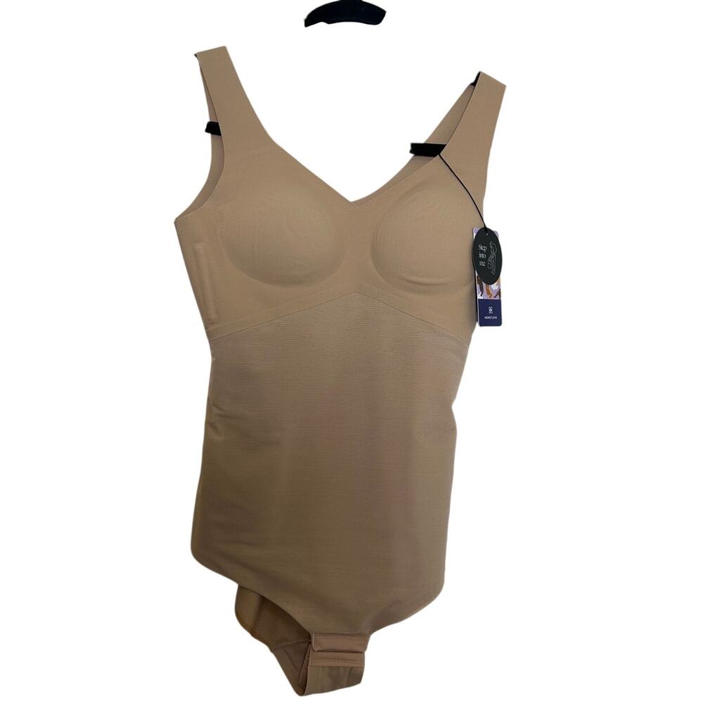 Honeylove LiftWear Tank Bodysuit S Beige Sculpt Shapewear Built In Bra NWT - Picture 2 of 13
